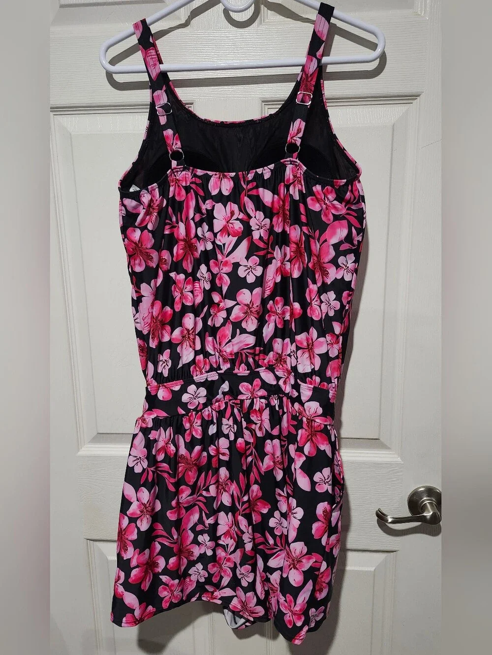 BloomChic Pink & Black Floral One Piece Suimsuit Romper Size 14/16 1X